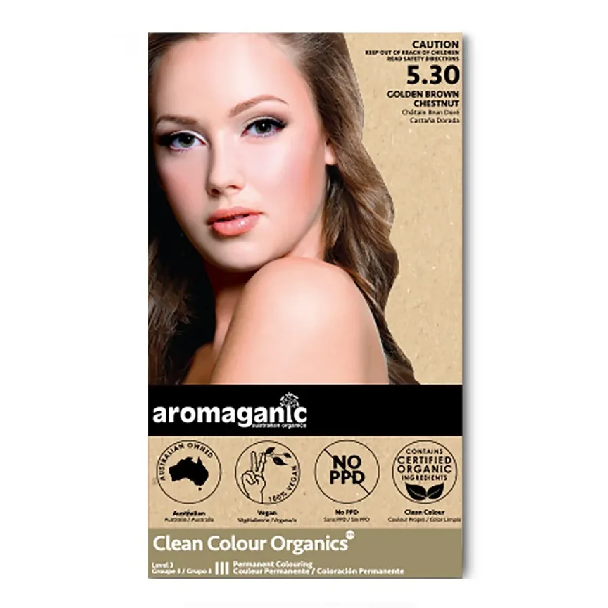 Aromaganic 植物染发膏 5.3(暖调浅金棕)