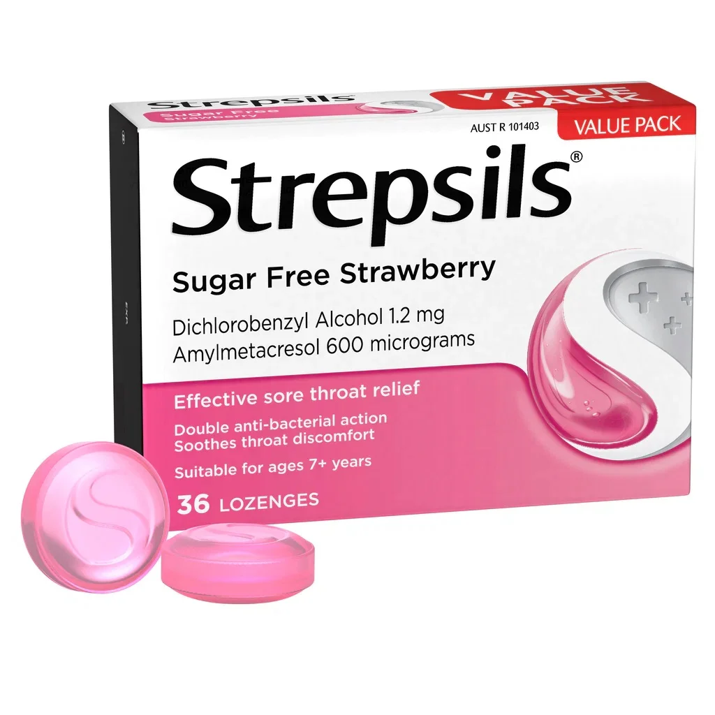 Strepsils 无糖草莓味咽喉糖 36粒装
