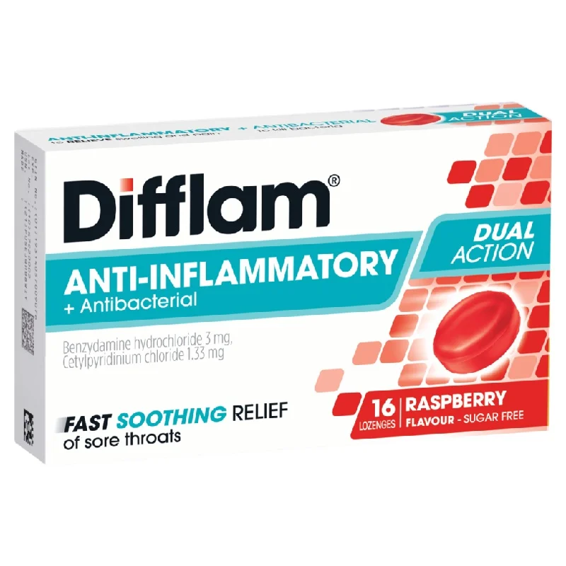 Difflam 抗炎抗感染咽喉糖 树莓味 16粒装