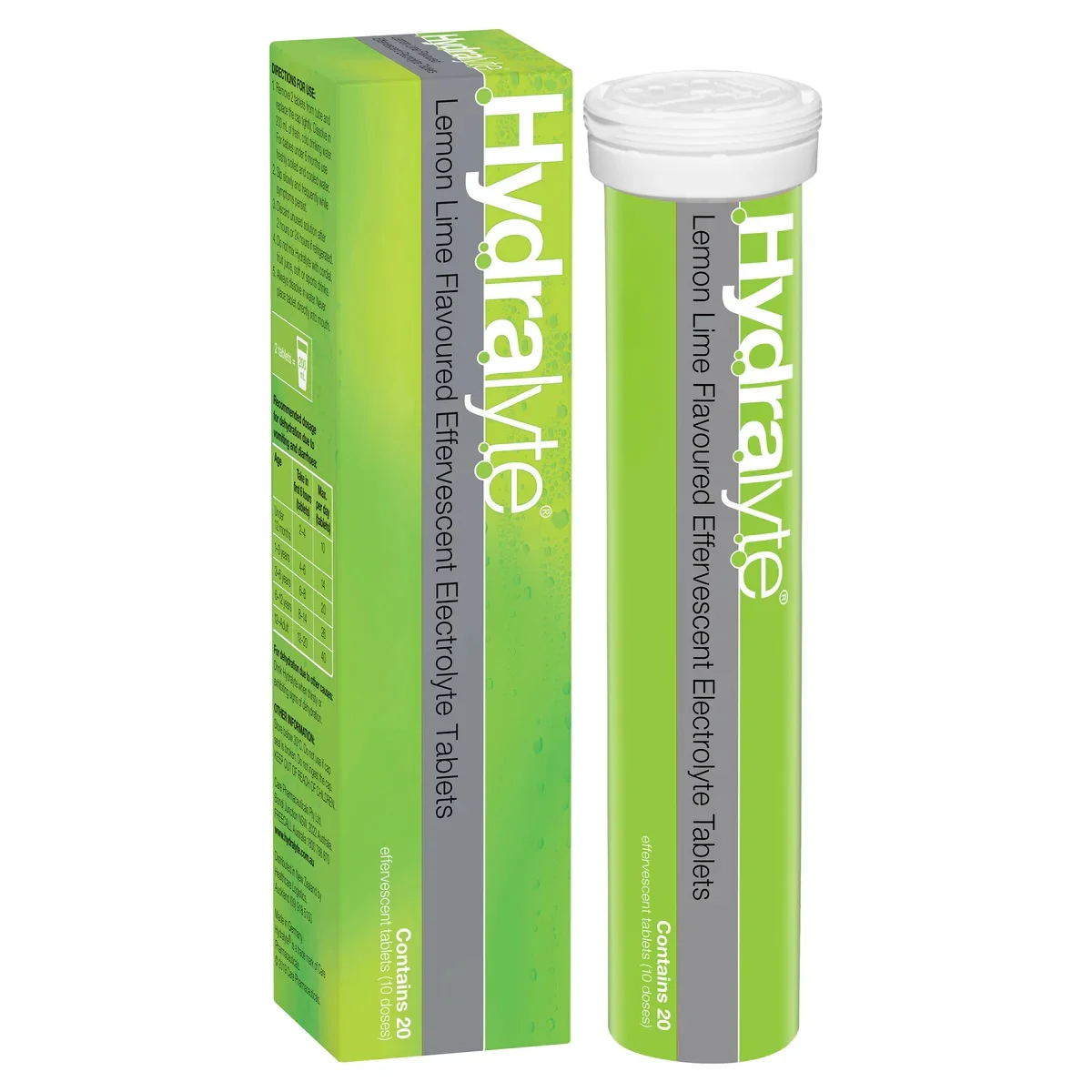 Hydralyte Effervescent Electrolyte Tablets 电解质泡腾片 柠檬青柠味 20片