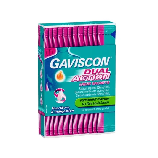 Gaviscon 嘉胃斯康 双效缓解胃酸液 12袋x10毫升 - 薄荷味