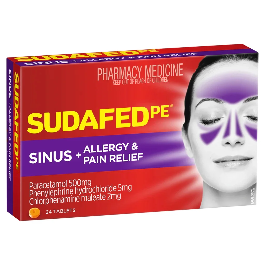 Sudafed PE 鼻窦炎过敏与疼痛缓解片 24片