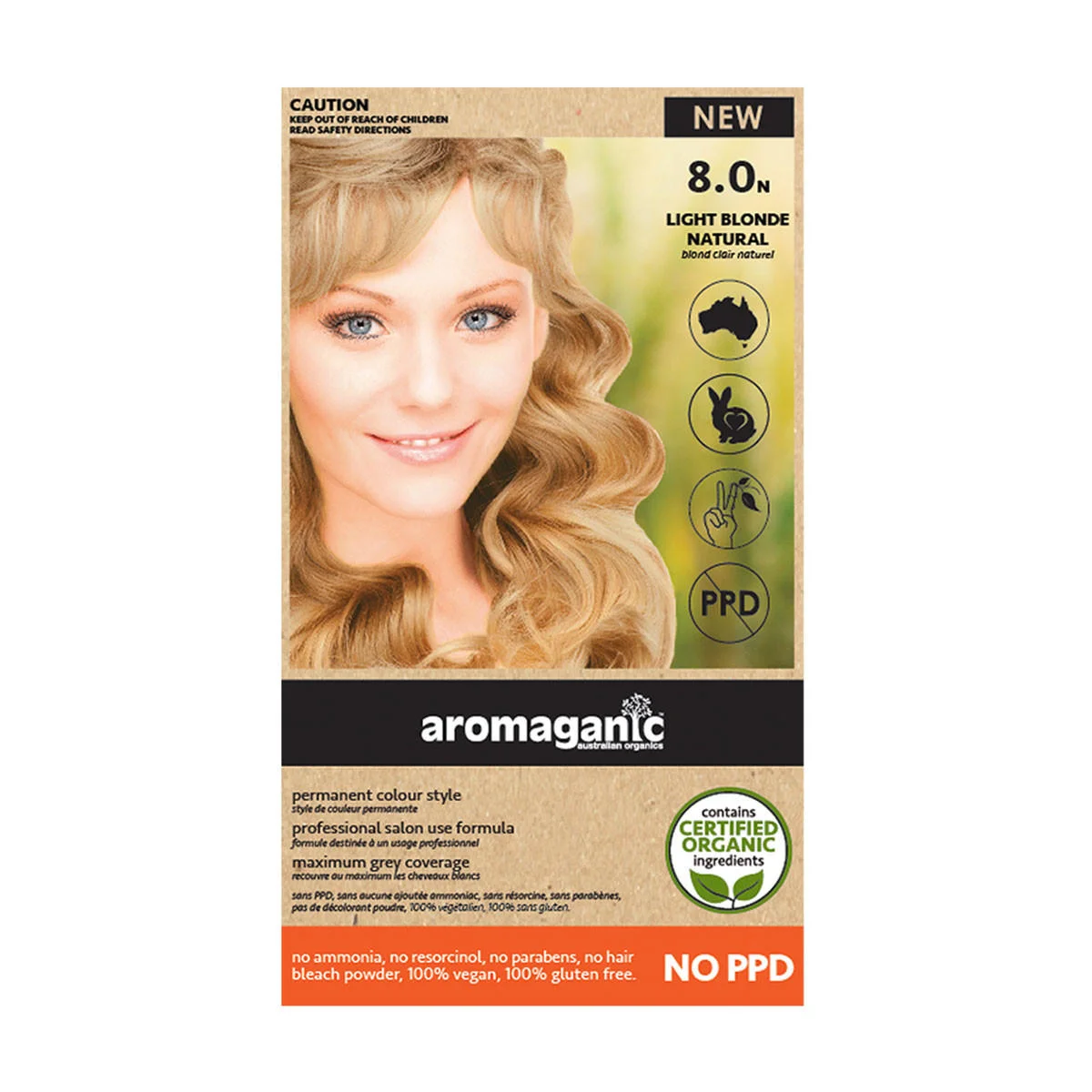 Aromaganic 恒久染发膏 8.0N 浅金棕(自然系)