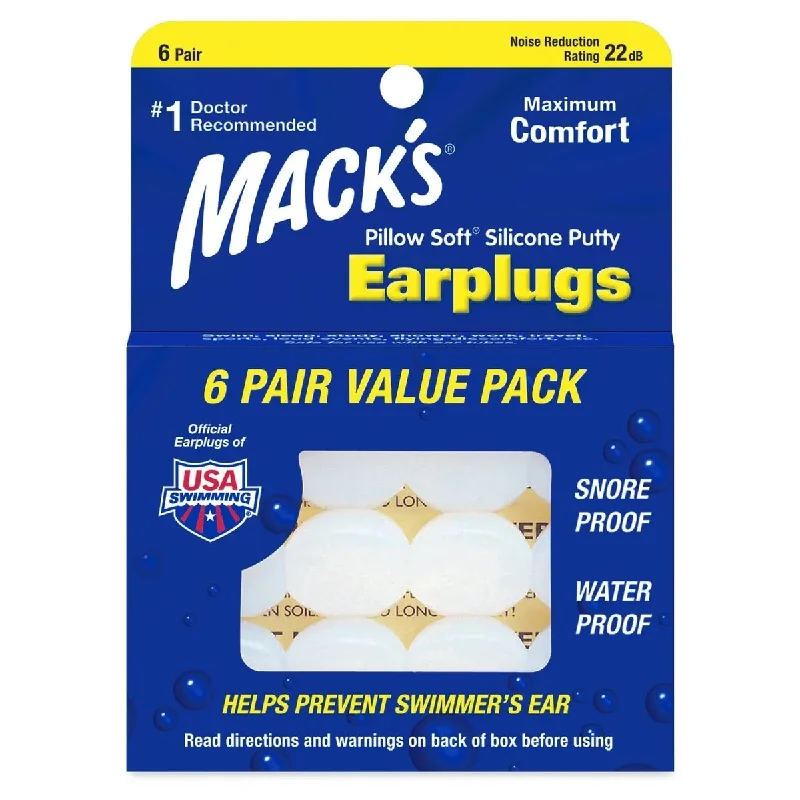 MACK'S 枕形柔硅胶耳塞 - 6对装