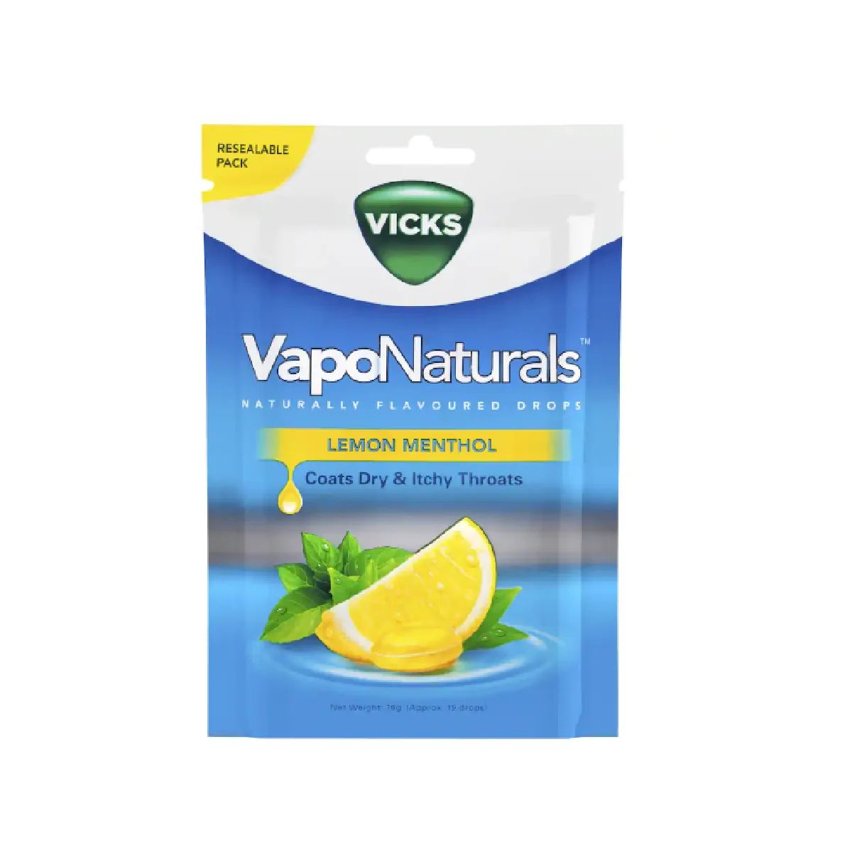 Vicks VapoNaturals 柠檬薄荷润喉糖（19粒可封口装）