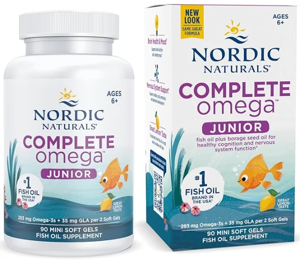 Nordic Naturals Junior omega 挪威小鱼青少年儿童DHA鱼油胶囊 6+岁 90粒【保质期2029/05】