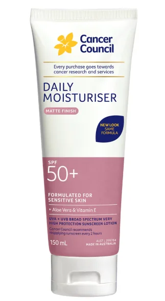 Cancer Council Moisturiser Face &amp; Body SPF50+150mL 澳美皙茜茜尔 防晒霜 敏感皮肤【保质期2029/01】