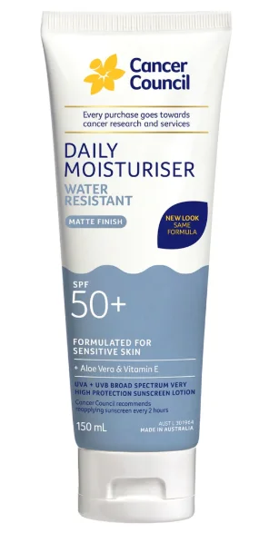 Cancer Council Moisturiser Face &amp; Body SPF50+150mL 澳美皙茜茜尔 防晒霜 4小时防水【保质期2028/11】