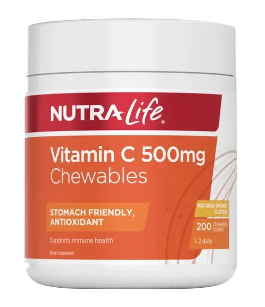 Nutra Life Vitamin C 500mg 200 Vc 纽乐Vc咀嚼片500mg 200片 ns5350【保质期2029/04】