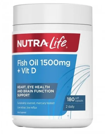 Nutralife 纽乐高含量深海鱼油 含维生素D 1500mg 180粒 保质期【保质期2028/07】