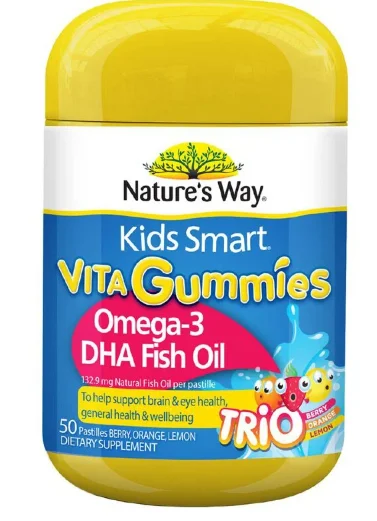 Natures Way Kids Smart Omega3 Dha Fish Oil Trio 佳思敏儿童鱼油DHA水果软糖50粒 【保质期2027/12】