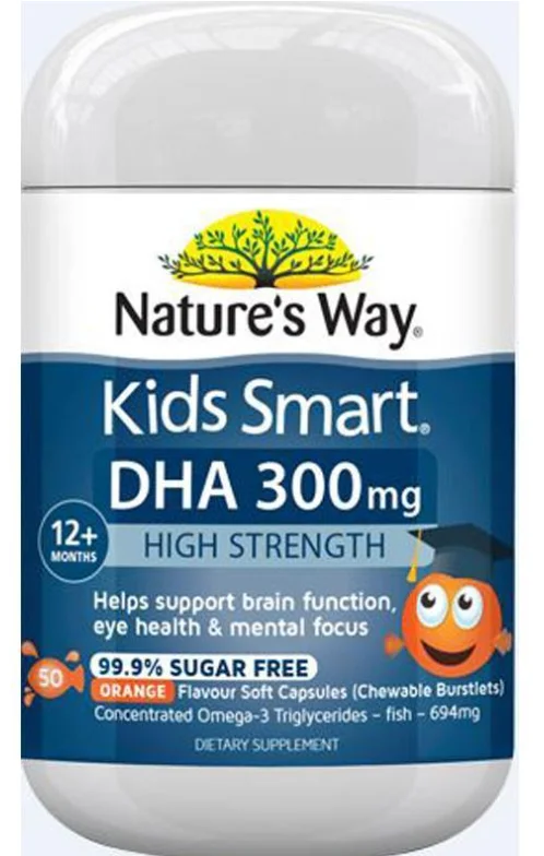 Natures Way Kids Smart DHA 300mg High Strength 50s 佳思敏高含量DHA300mg胶囊 50粒【保质期2028/03】
