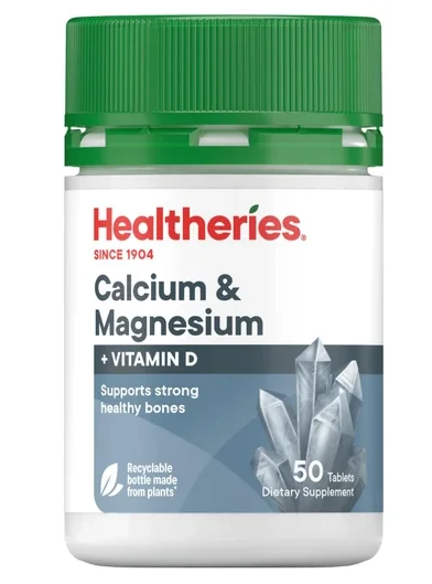 Healtheries Calcium + Magnesium with Vit D 50 Tablets 贺寿利钙+镁+VD 50片【保质期2027/11】