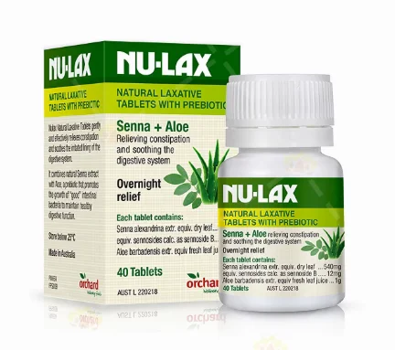 Nulax Natural Laxative With Prebiotic 40 Tablets 乐康片乐康膏片剂芦荟原味40粒【保质期2026/05】