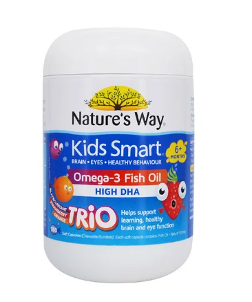 Natures Way Kids Smart Omega-3 Fish Oil 60c 佳思敏三色鱼油 60c【保质期2028/09】