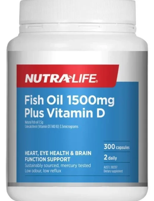 Nutra Life Fish Oil 1500mg 纽乐鱼油+VD 胶囊1500mg 300粒【保质期2028/07】