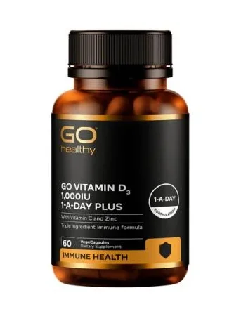 Go Healthy VITAMIN D3 1000IU +VC&amp;zinc 60c 高之源维他命D3胶囊+VC&amp;zinc 60粒 GO6600	【保质期2028/11】