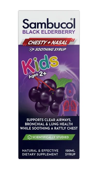 Sambucol Black Elderberry for Kids Syrup 120ml 黑接骨木儿童止咳清肺糖浆【保质期2028/10】