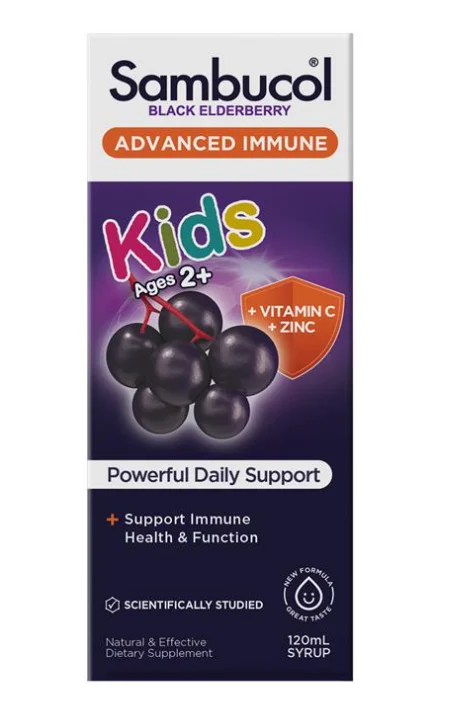 Sambucol Black Elderberry advance immune for Kids Syrup 120ml 黑接骨木儿童强效免疫糖浆【保质期2027/06】