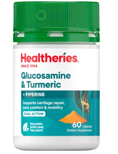 Healtheries Glucosamine + Turmeric 贺寿利维骨力+姜黄素 60粒【保质期2028/03】