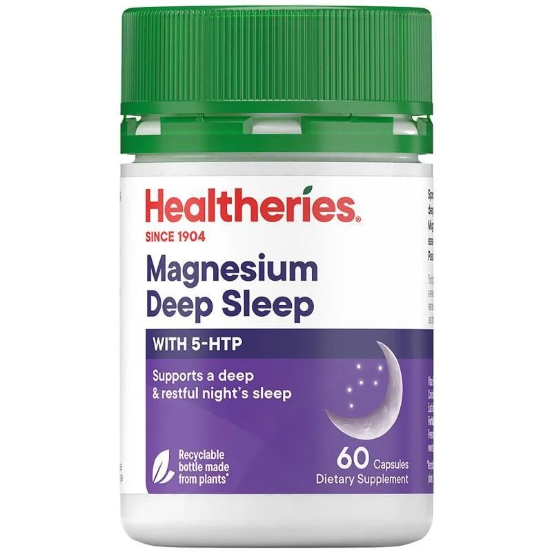 Healtheries magnesium Deep Sleep With 5HTP 60 Capsules 贺寿利镁深度睡眠胶囊（含 5HTP）60 粒【保质期2028/11】
