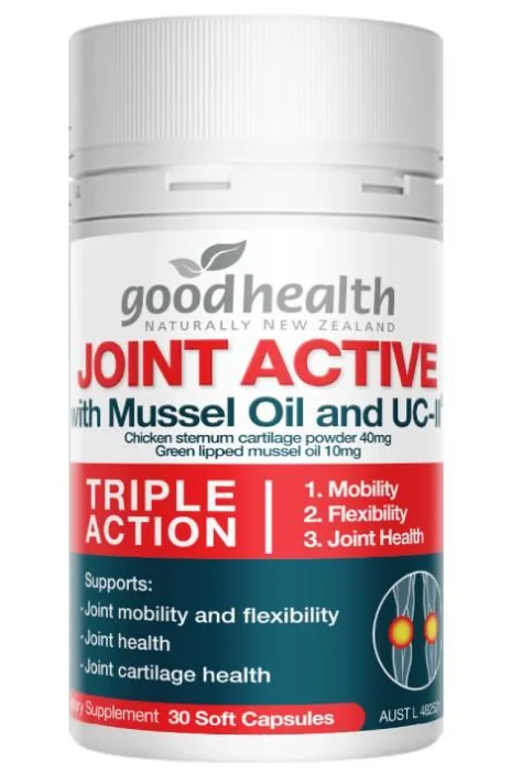 Goodhealth Joint Active with Mussel Oil and UC-ii 好健康三合一关节灵+(青口油)骨胶原胶囊 30粒【保质期2029/03】