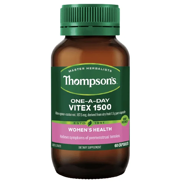 Thompson's vitex 汤普森 圣洁莓60粒 1500mg 改善月经不调 治疗痤疮 多囊卵巢等问题  【保质期2028/02】
