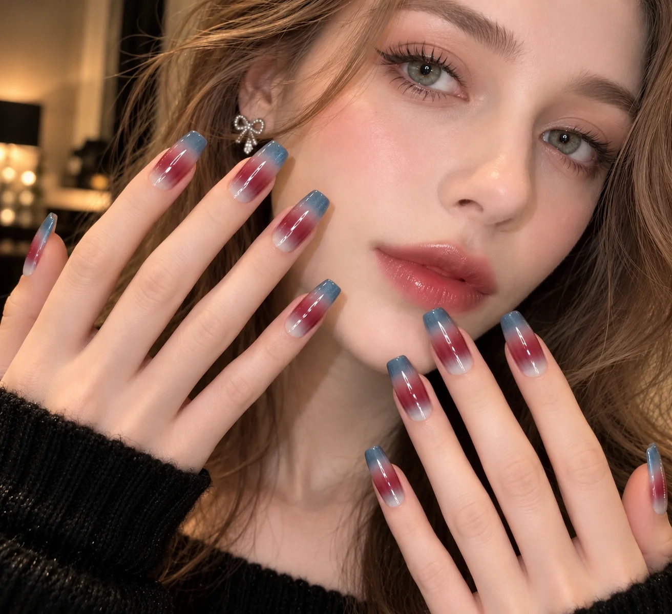 Lotus Dusk | Lotus Pink to Blue Gradient Press-On Nails