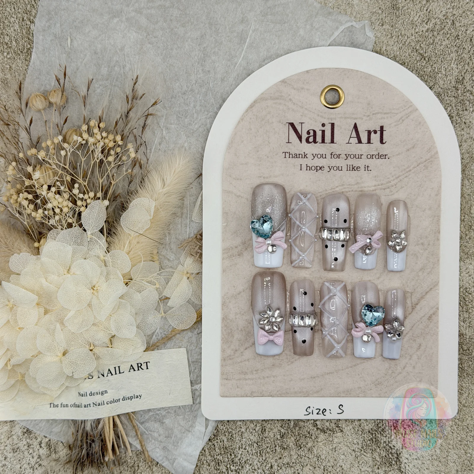 Satin Pink | Pink Satin Bow Pearl Press-On Nails