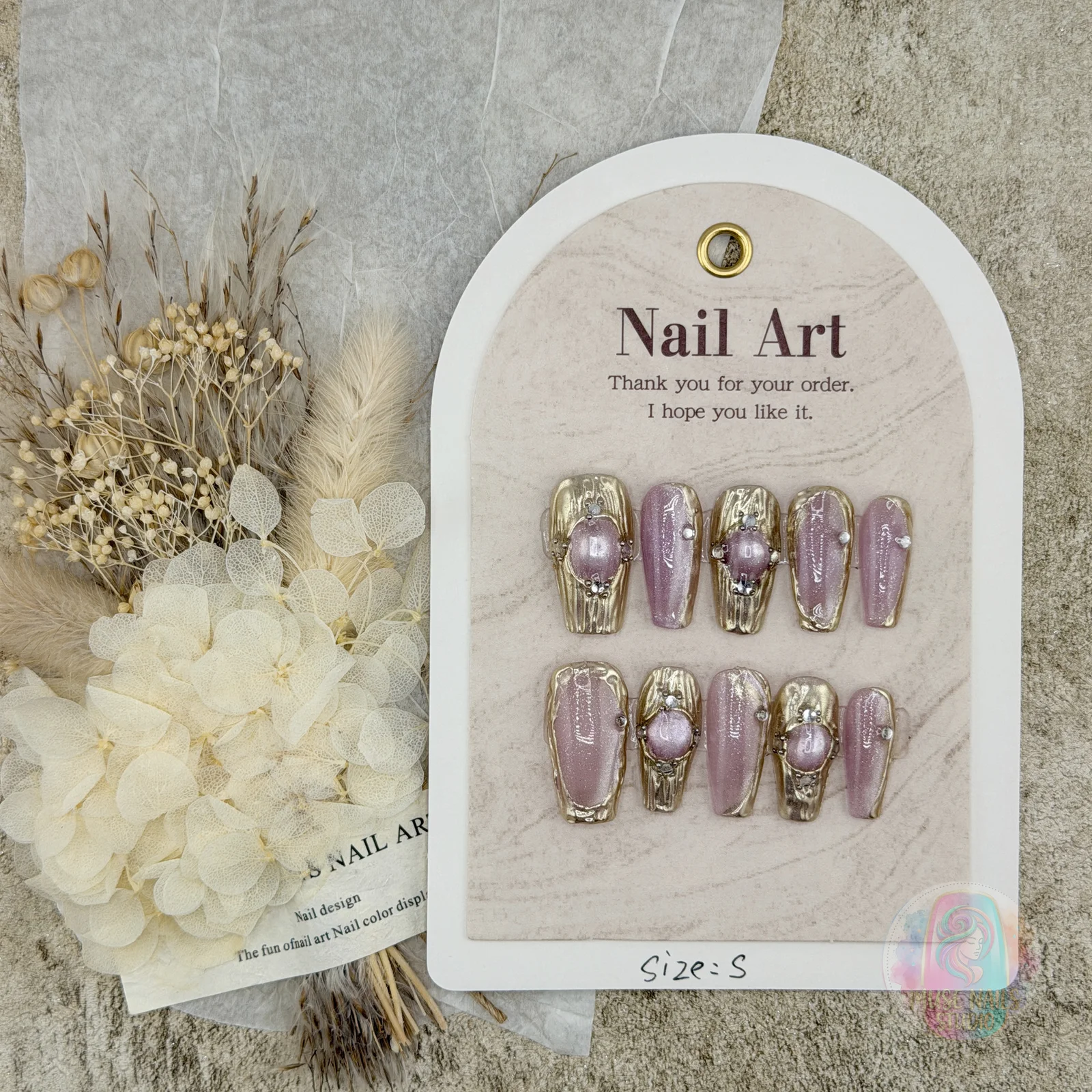 Lilac Gilt | Orchid Purple Gold-Trimmed Press-On Nails