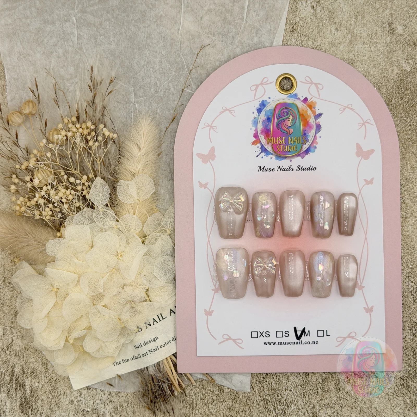 Nude Flourish | Blush Pink Oversized Bow Press-On Nails