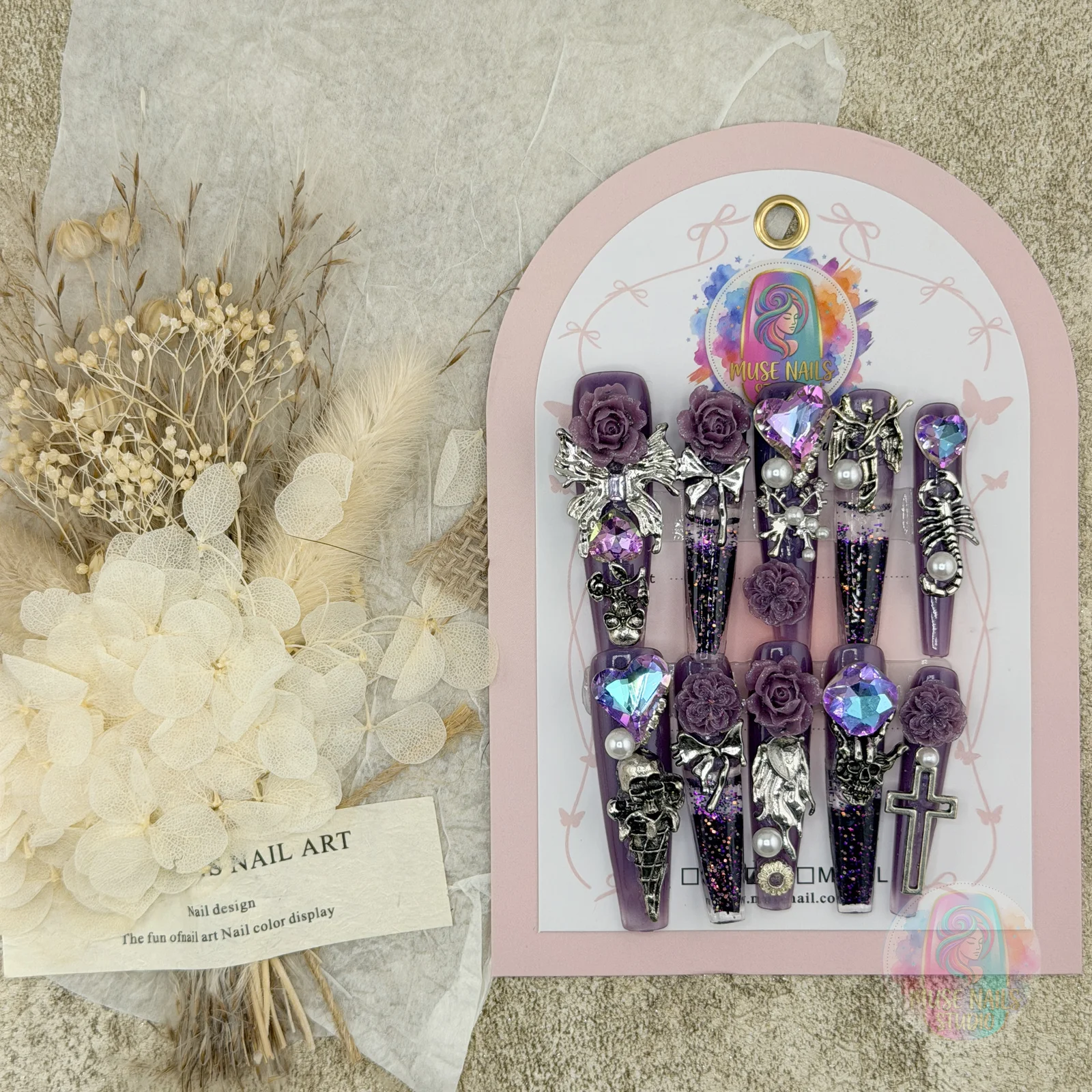Gothic Purple Rose | Gothic Purple & Black Rose Shaker Press-On Nails