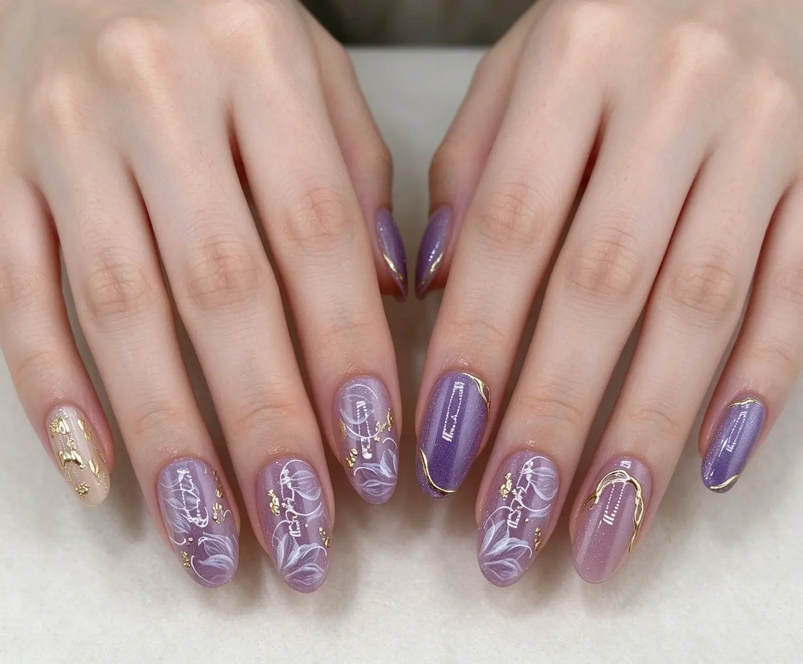 Purple Gold Stars | Purple & Gold Celestial Press-On Nails