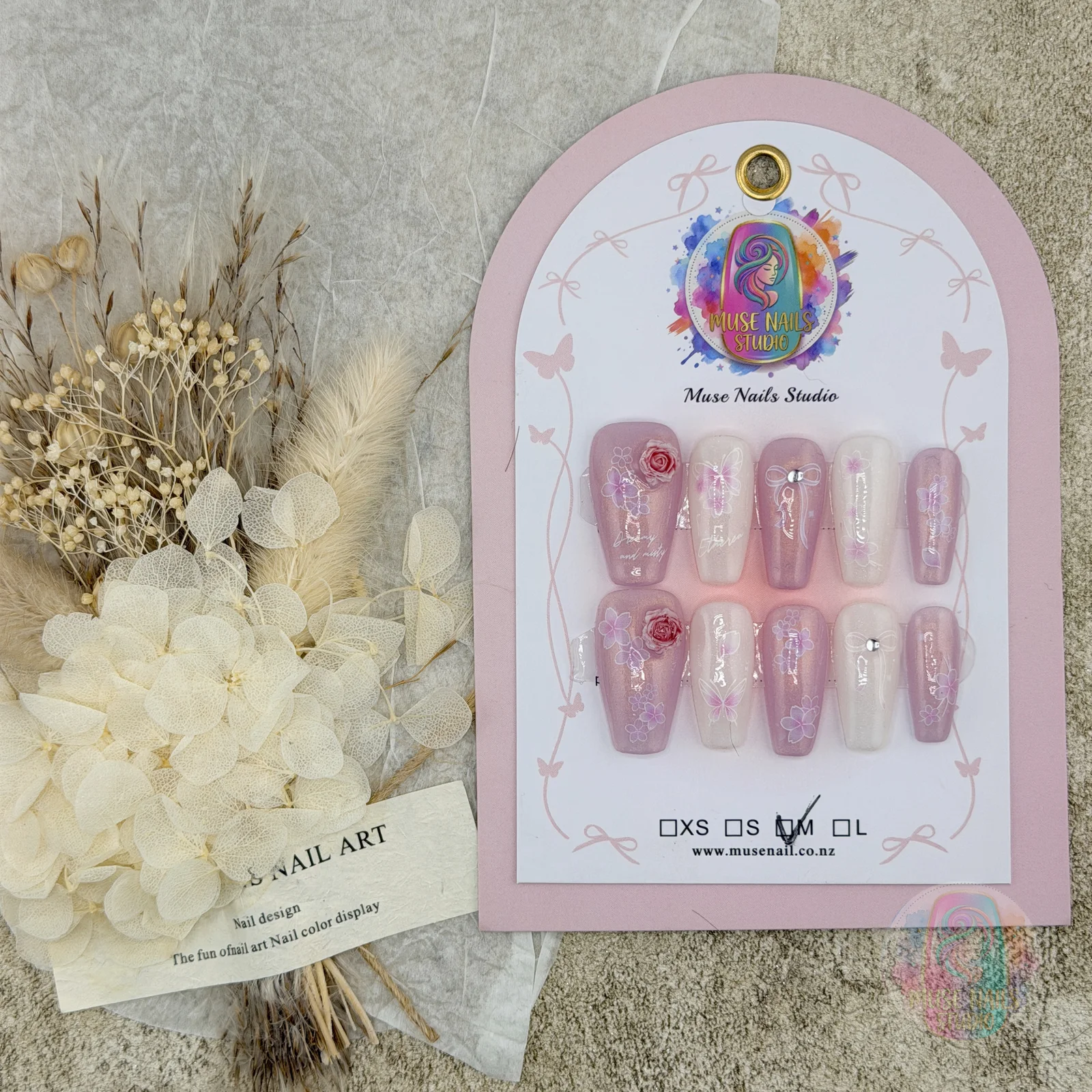 Lilac Bloom | Pink Lilac Rose Glitter Press-On Nails