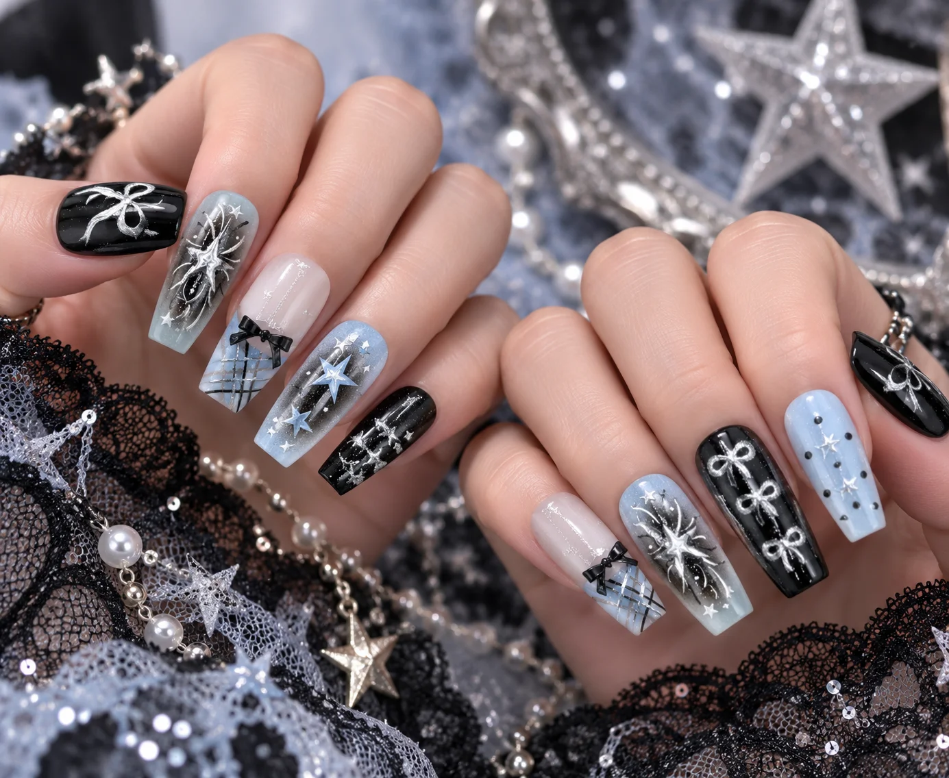 Starry Wings | Star Bow Press-On Nails