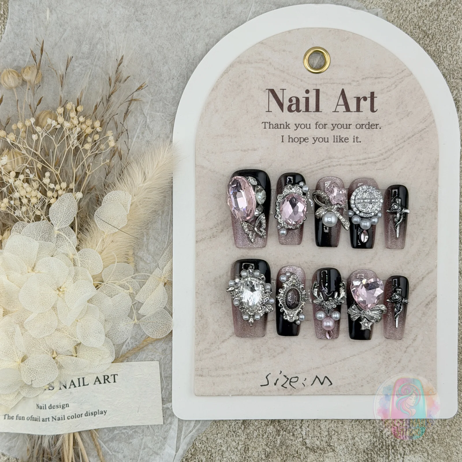 Obsidian Vault | Black & Purple Statement Rhinestone Press-On Nails