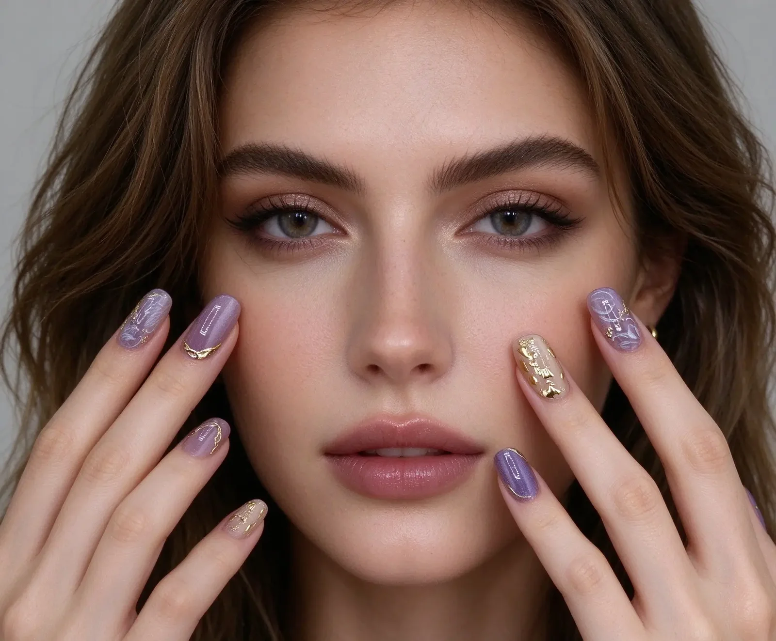 Purple Gold Stars | Purple & Gold Celestial Press-On Nails