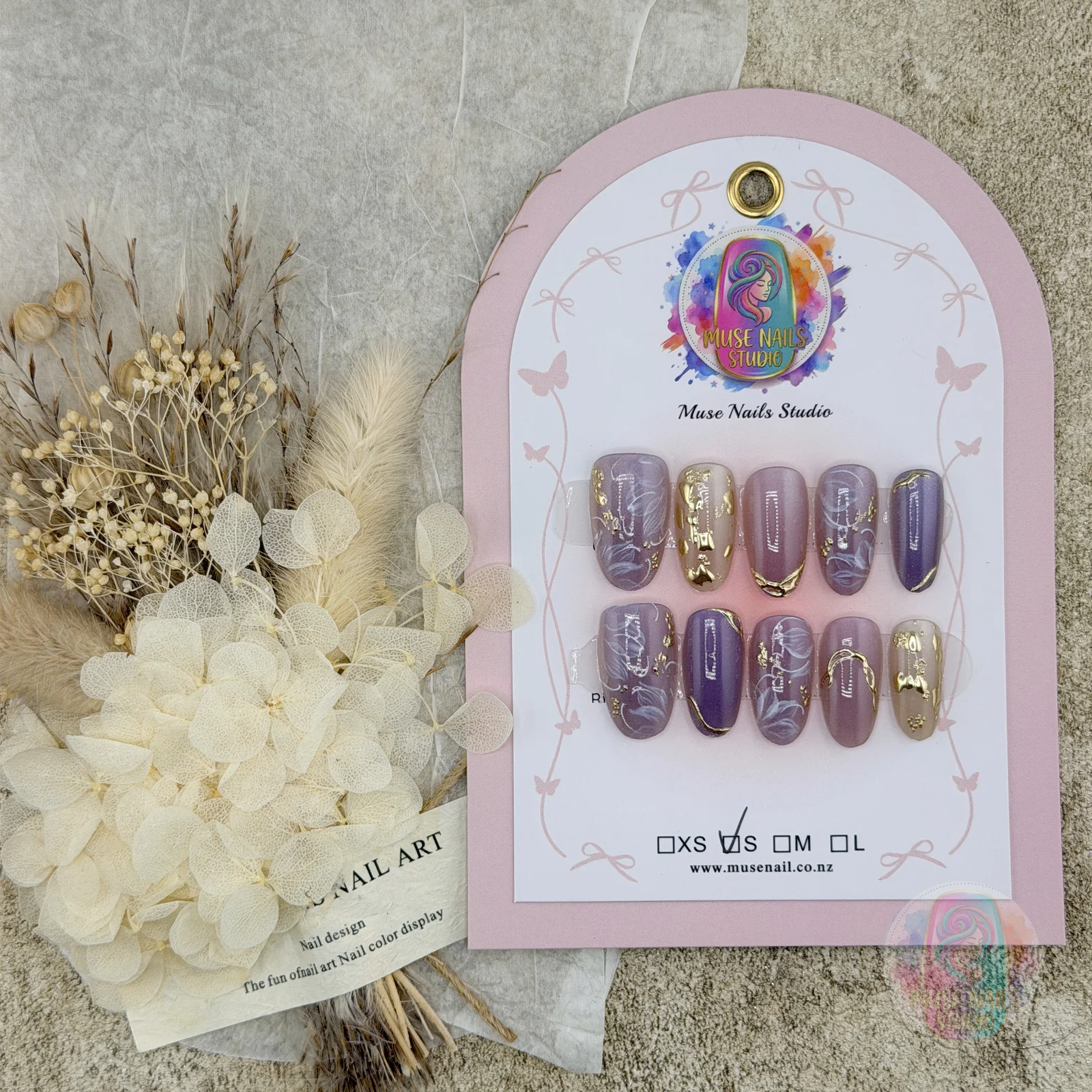 Purple Gold Stars | Purple & Gold Celestial Press-On Nails