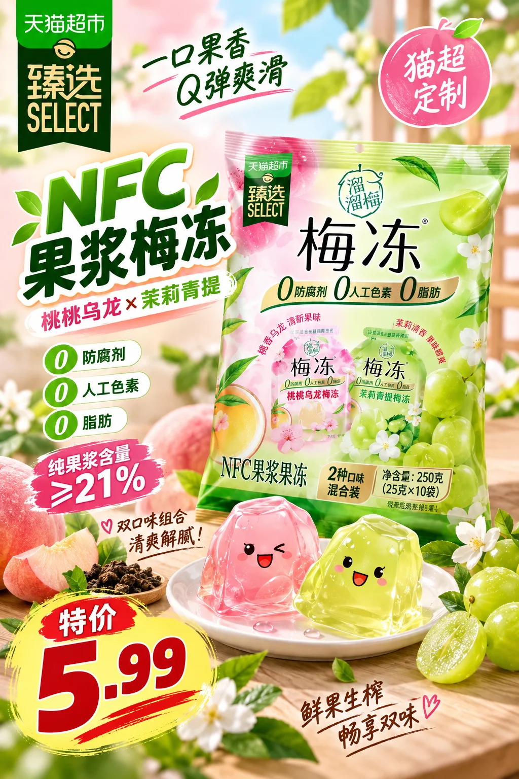 天猫超市梅冻果浆果冻280g