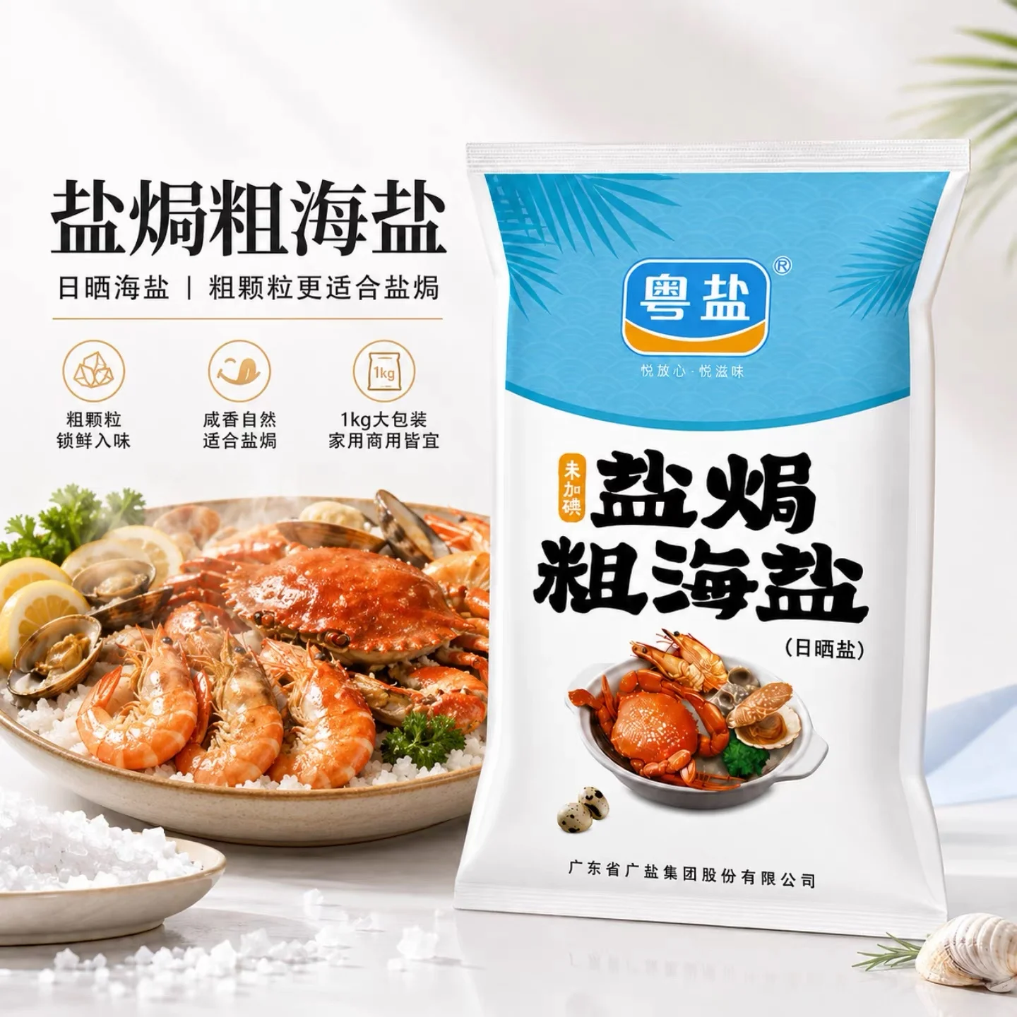 粤盐盐焗粗海盐1kg