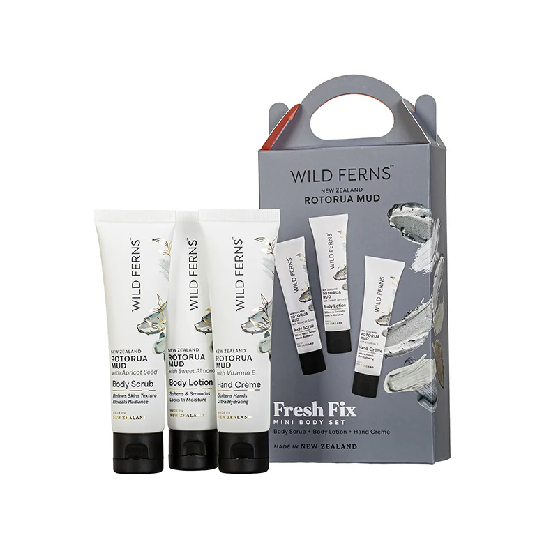 Wild Ferns 帕氏 罗托鲁瓦泥浆迷你身体套装 - 焕新修复（泥浆身体乳30ml+泥浆身体磨砂膏30ml+泥浆护手霜30ml）保质期2029.4