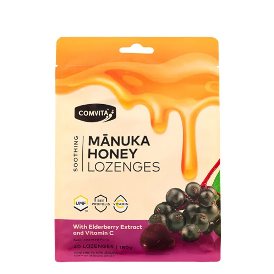 【新包装40粒】Comvita 康维他 麦卢卡蜂蜜蜂胶糖润喉糖(接骨木味)180g 保质期2029.4