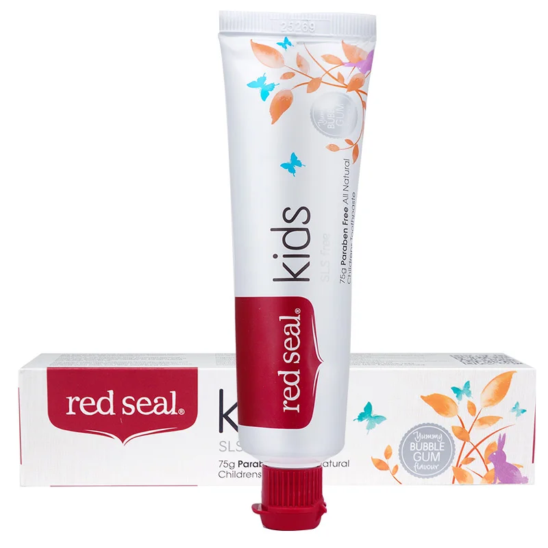 【特价秒杀】Red Seal kids红印 天然植物无氟无色素可吞咽儿童牙膏75g 保质期2026.8