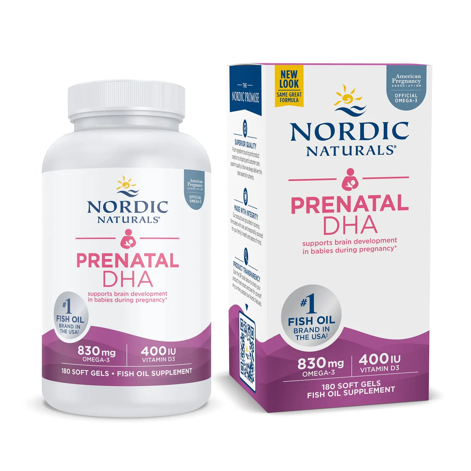 【胶囊因天气原因融化不理赔】Nordic Naturals 挪威小鱼 挪威孕妇DHA鱼油 补脑黄金素 180粒+D  保质期2028.8
