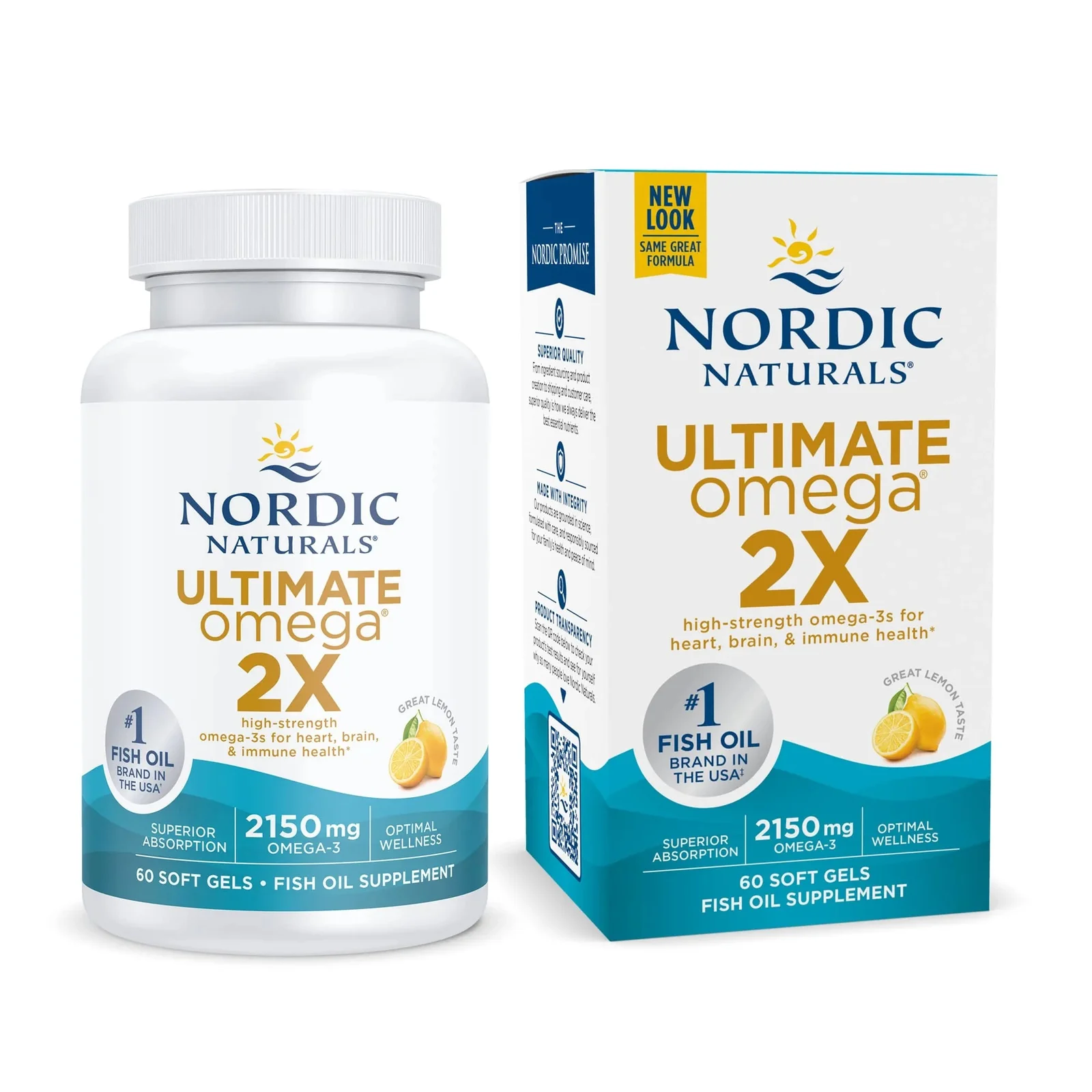 【胶囊因天气原因融化不理赔】【成人双倍高含量rtg高纯度】Nordic Naturals 挪威小鱼美国北极深海鳕鱼油胶囊Omega-3双倍欧米伽60粒 终极无腥高浓缩鱼油 保质期2028.9